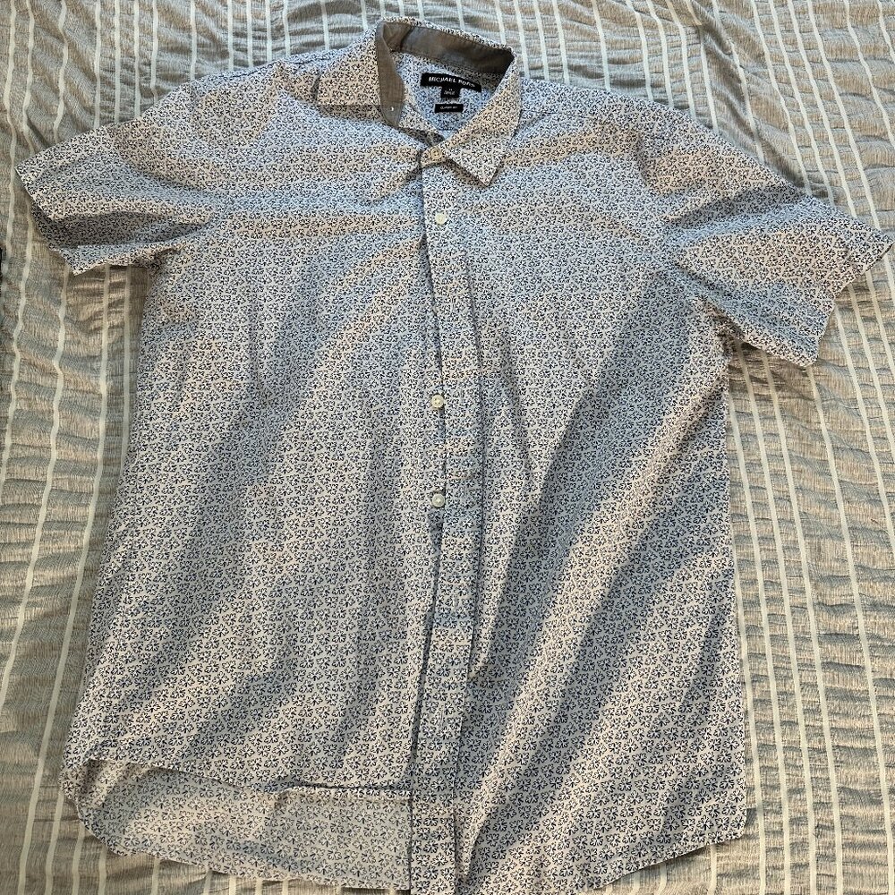 Michael Kors Classic Fit Short Sleeve Leaf Button Down